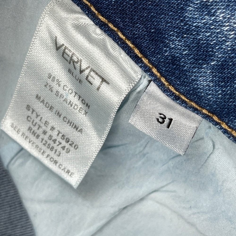 Vervet Olivia Wide Leg Jeans Womens 31 Blue High‎ Rise Raw Hem Casual T5920 - Picture 7 of 10